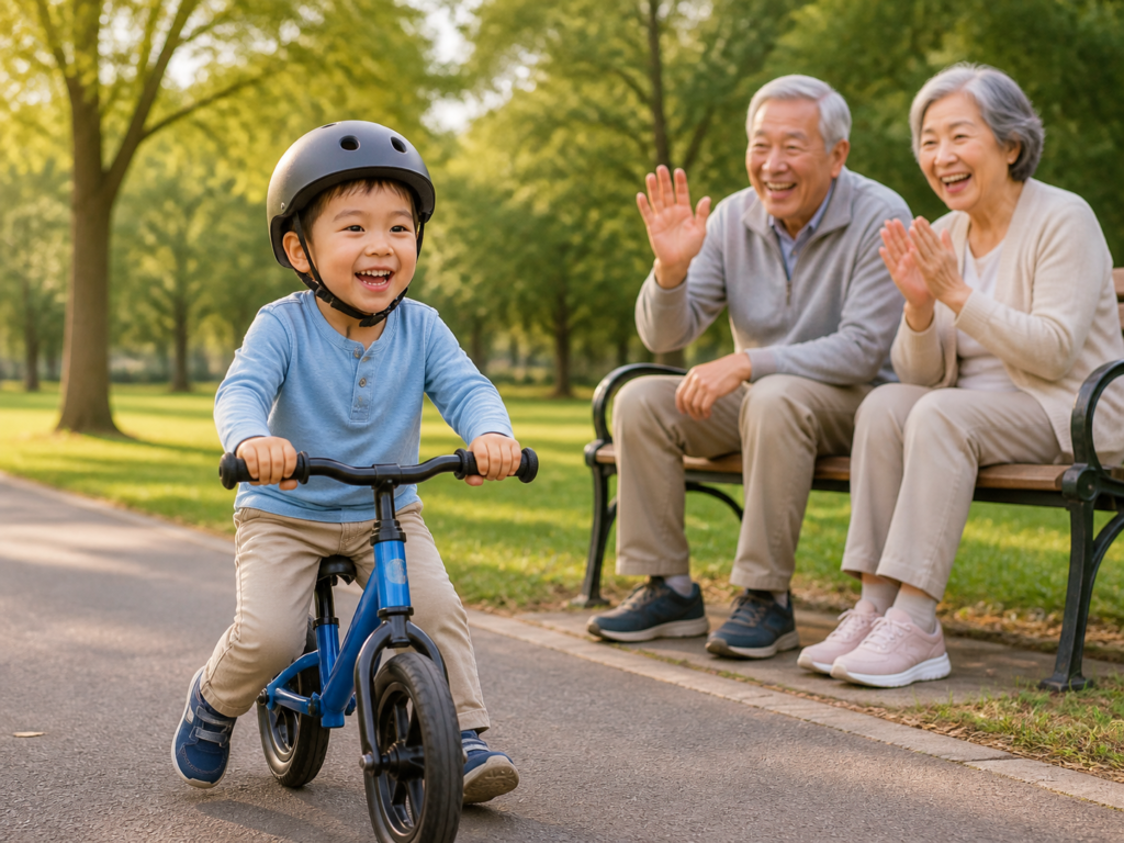 balance bike, grandparents, happy kid, birthday gifts for 4 year olds